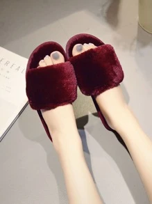 Plain Fluffy Slippers