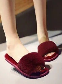 Plain Fluffy Slippers