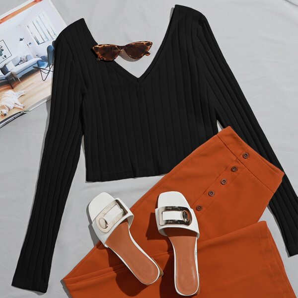 

Rib-knit Crop Top, Black