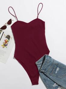 SHEIN Privé Body de tirantes tejido de canalé - Burdeos - Ver 1