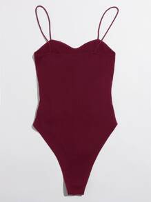 SHEIN Privé Body de tirantes tejido de canalé - Burdeos - Ver 2