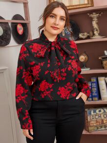 SHEIN Clasi Top floral de cuello con cordón - Multicolor - Ver 4