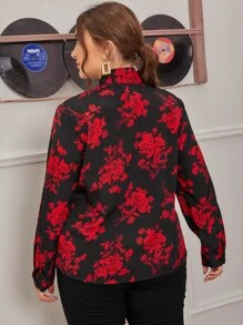 SHEIN Clasi Top floral de cuello con cordón - Multicolor - Ver 2