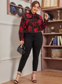 SHEIN Clasi Top floral de cuello con cordón - Multicolor - Ver 5