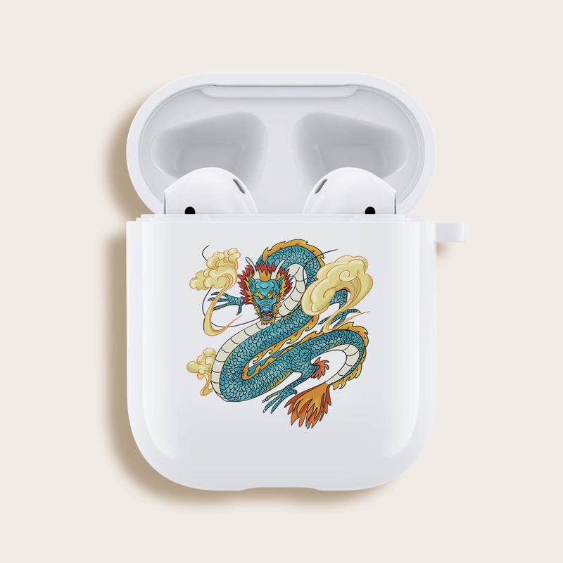 

Chinese Dragon Airpods Case, White