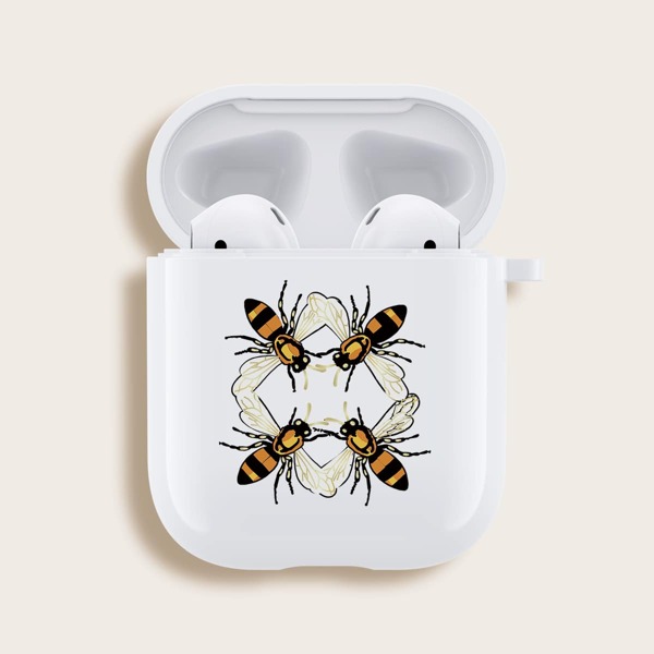 

Чехол для Airpods с пчелиным рисунком, Белый
