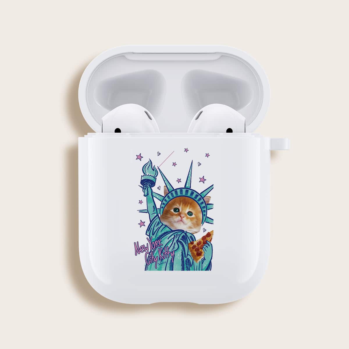 

Cat Pattern Airpods Case, White