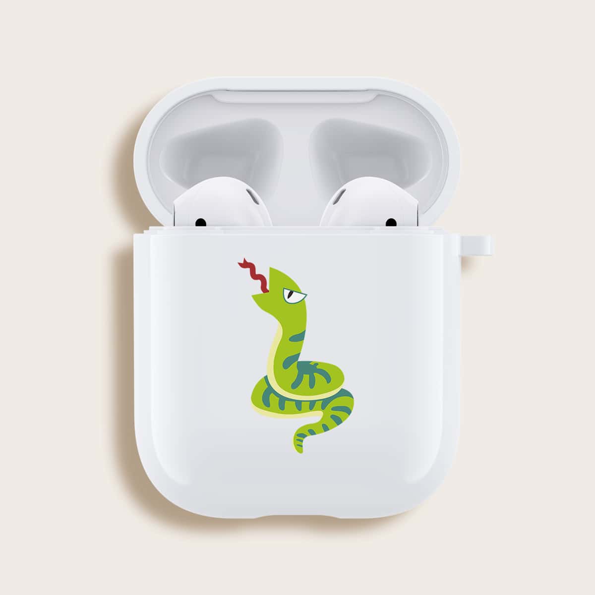 

Snake Pattern Airpods Case, White