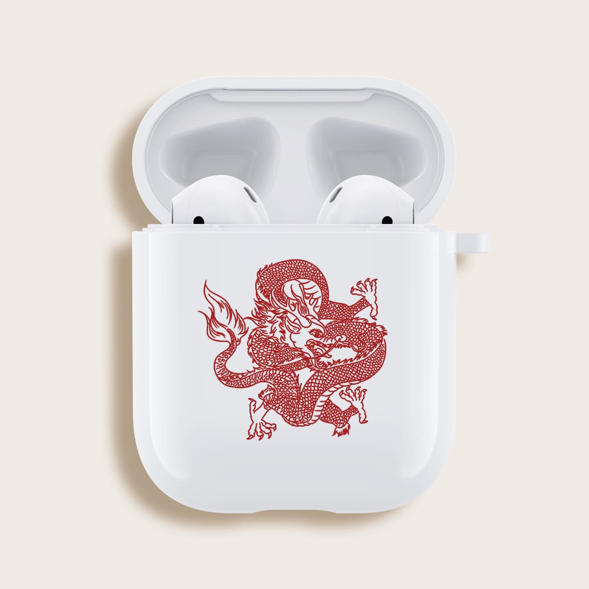 

Chinese Dragon Airpods Case, White