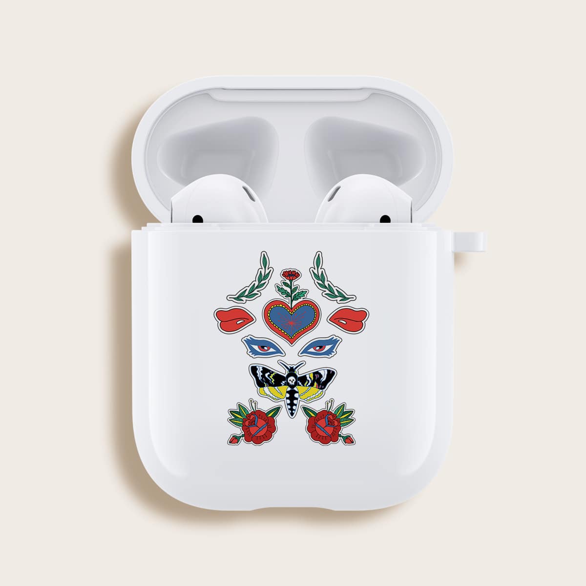 

Flower Pattern Airpods Case, White
