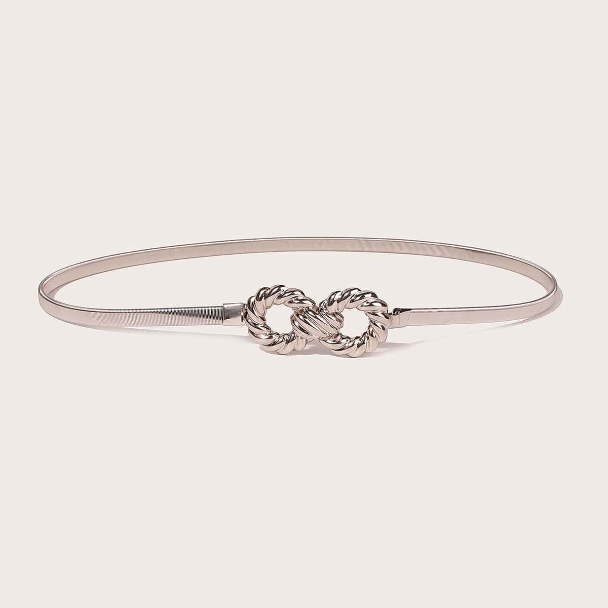 

Metal Buckle Skinny Belt, Silver