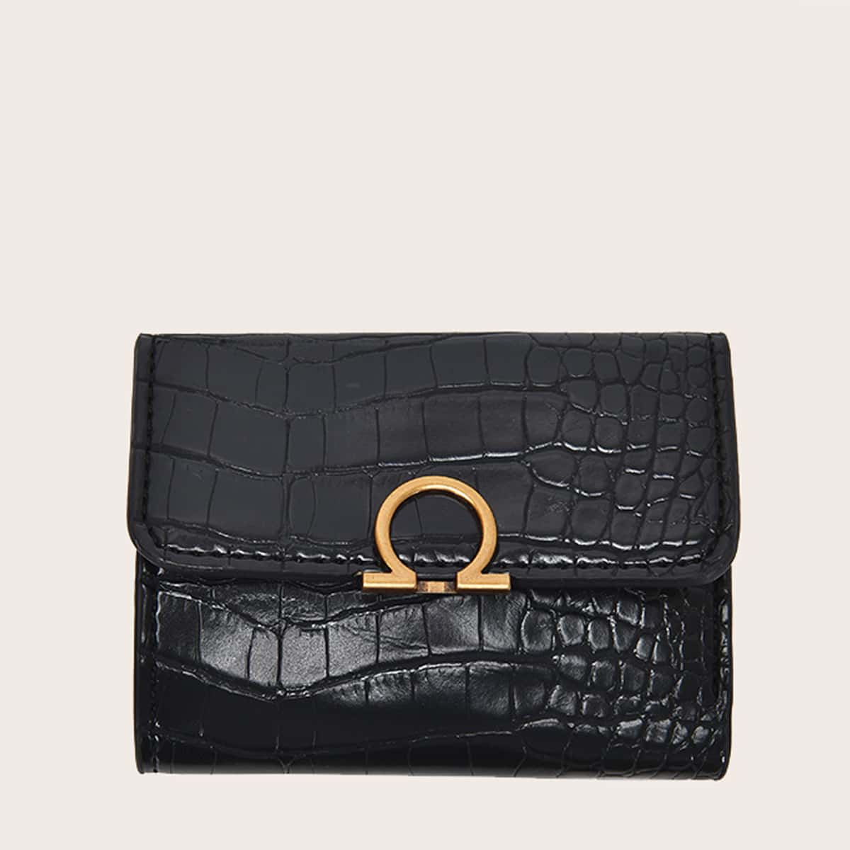 

Croc Embossed Purse, Black
