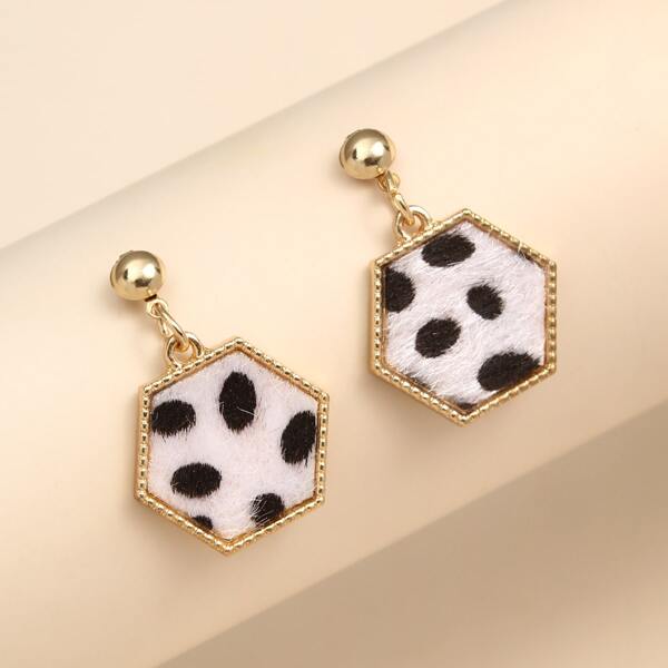 

Geometric Drop Earrings, White
