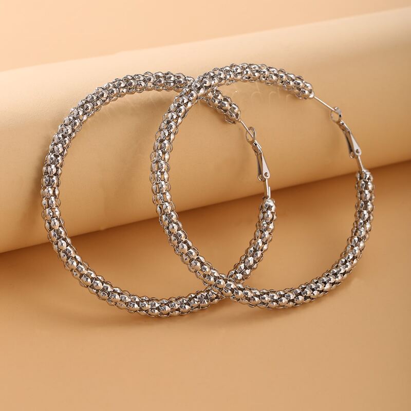 

Metal Hoop Earrings, Silver