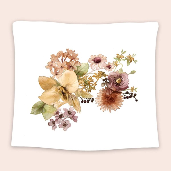 

Floral Pattern Tapestry, White