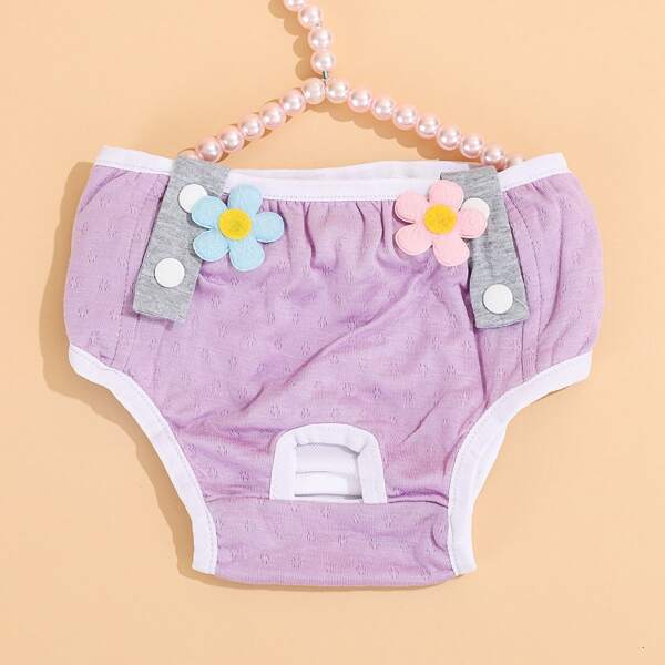 

Flower Decor Dog Sanitary Pant, Purple