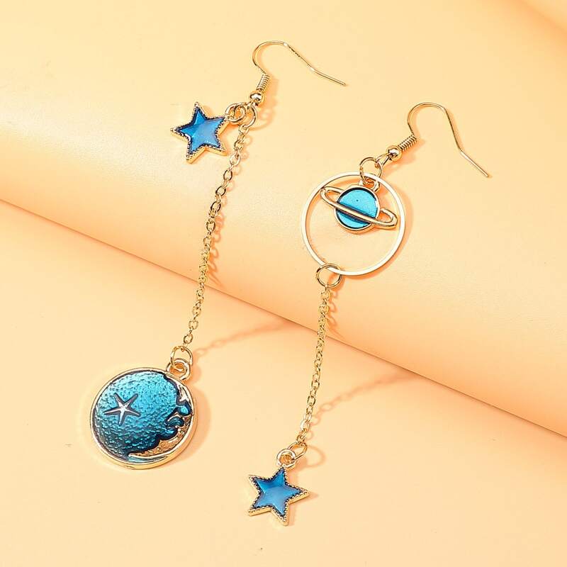 

Star & Moon Drop Earrings, Gold