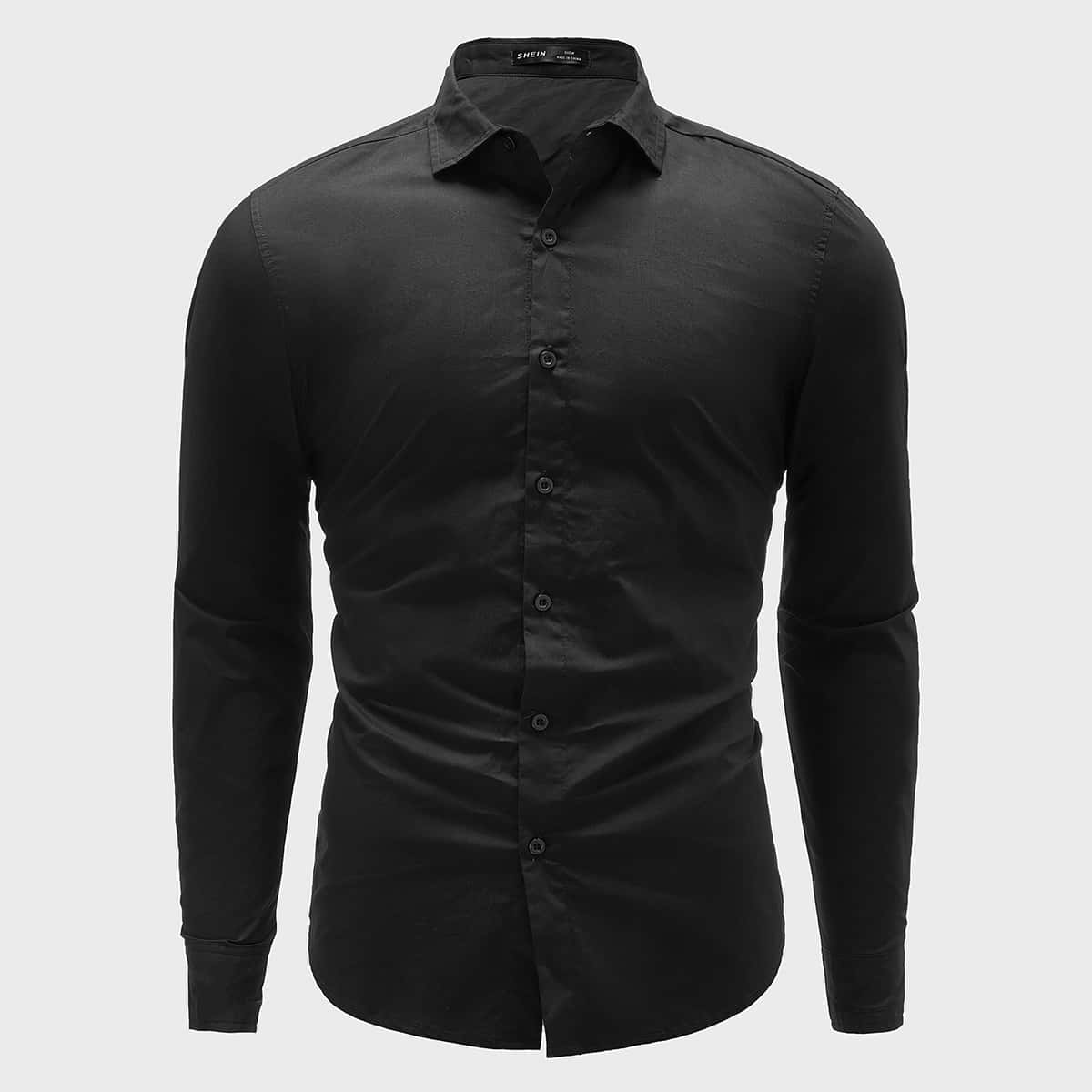 

Guys Solid Long Sleeve Shirt, Black