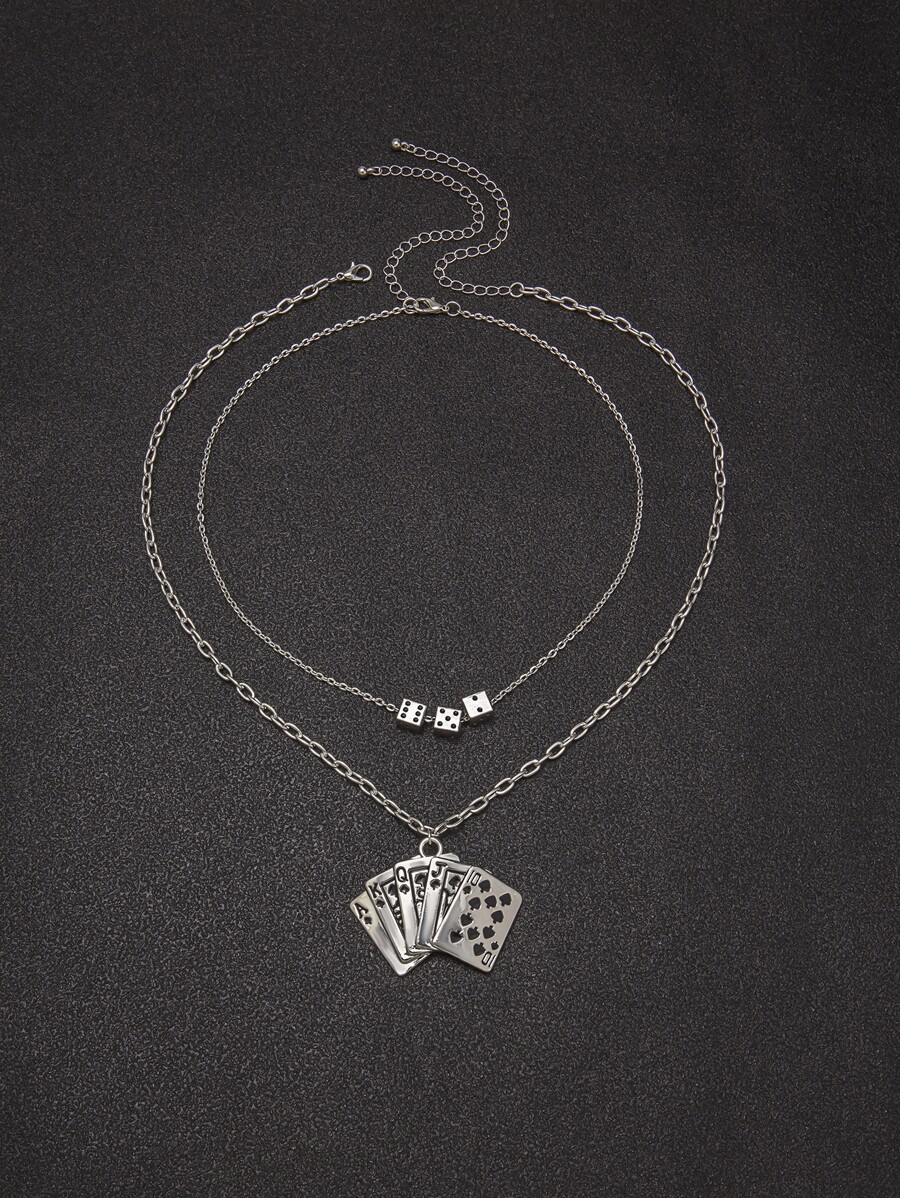 Fashionable and Popular 2pcs Men Metal Geo Pendant Necklace Alloy for Jewelry Gift and for a Stylish Look - Silver - View 1