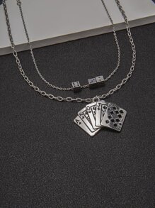 Fashionable and Popular 2pcs Men Metal Geo Pendant Necklace Alloy for Jewelry Gift and for a Stylish Look - Silver - View 4