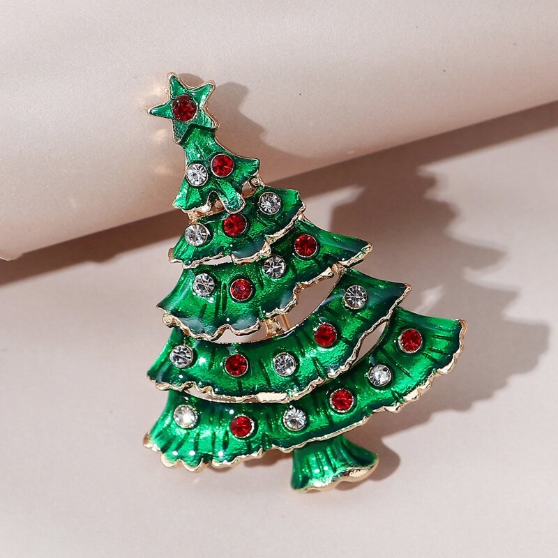

Rhinestone Decor Christmas Tree Design Brooch, Multicolor