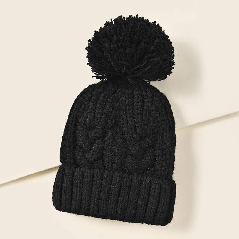 

Plain Cuffed Knit Beanie, Black