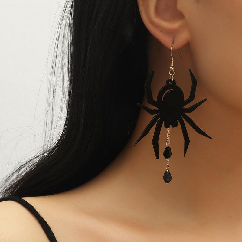 

Halloween Spider Drop Earrings, Black