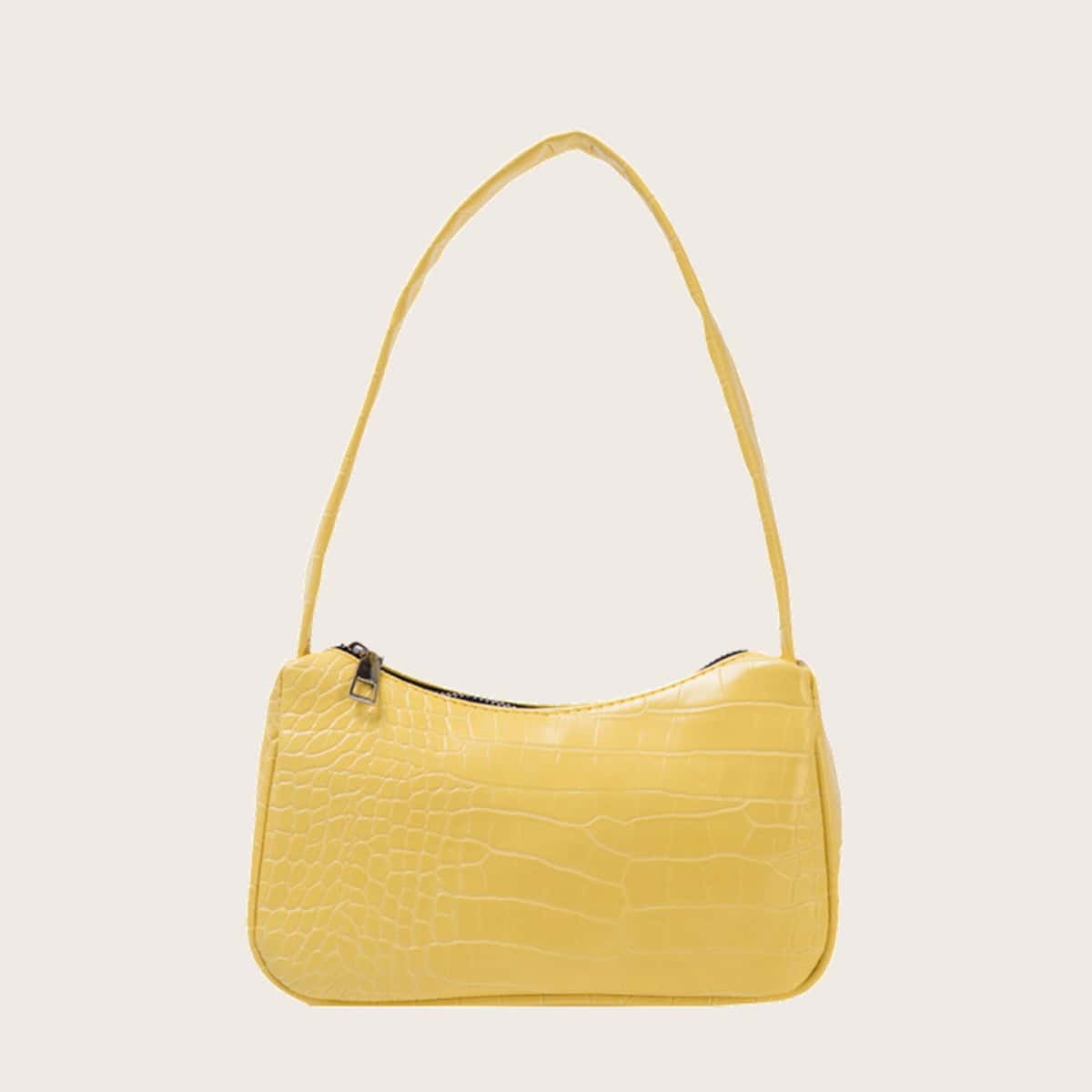 

Croc Embossed Baguette Bag, Yellow