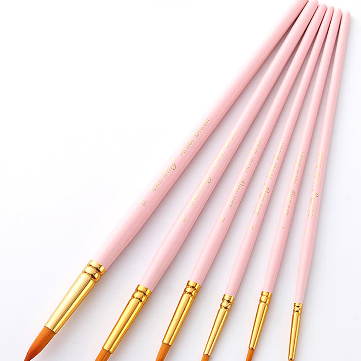 

6pcs Oil Painting Brush Set, Pink