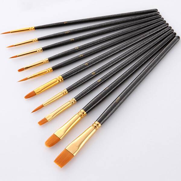 

10pcs Oil Painting Brush Set, Black