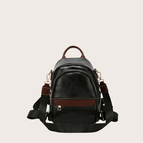 

Zip Front Backpack, Black