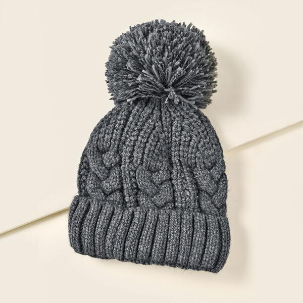

Plain Cuffed Knit Beanie, Grey