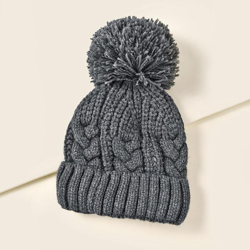 

Plain Cuffed Knit Beanie, Grey