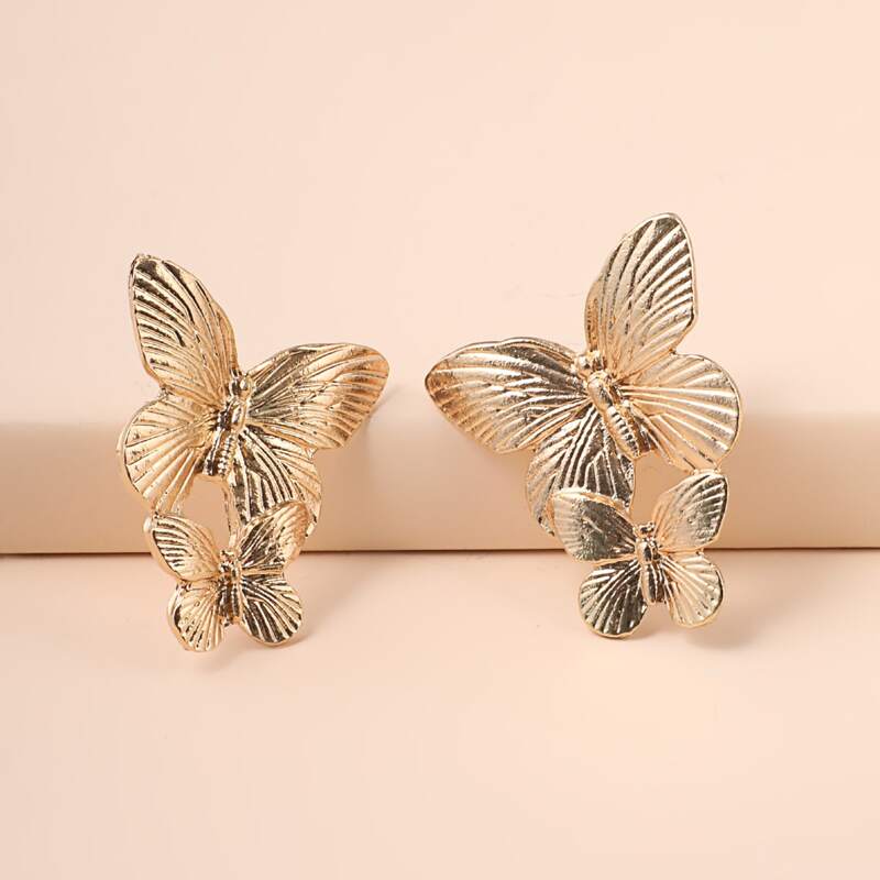 

Butterfly Design Stud Earrings, Gold