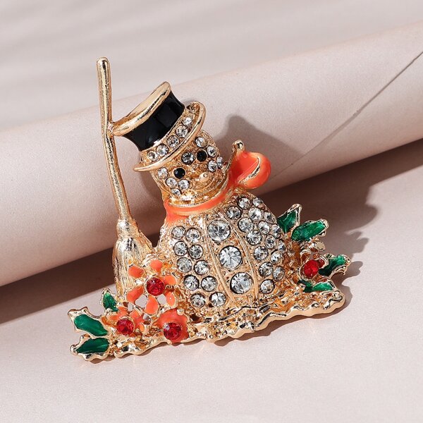 

Rhinestone Decor Christmas Snowman Design Brooch, Multicolor