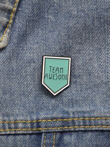 Letter Engraved Brooch - Green - View 6