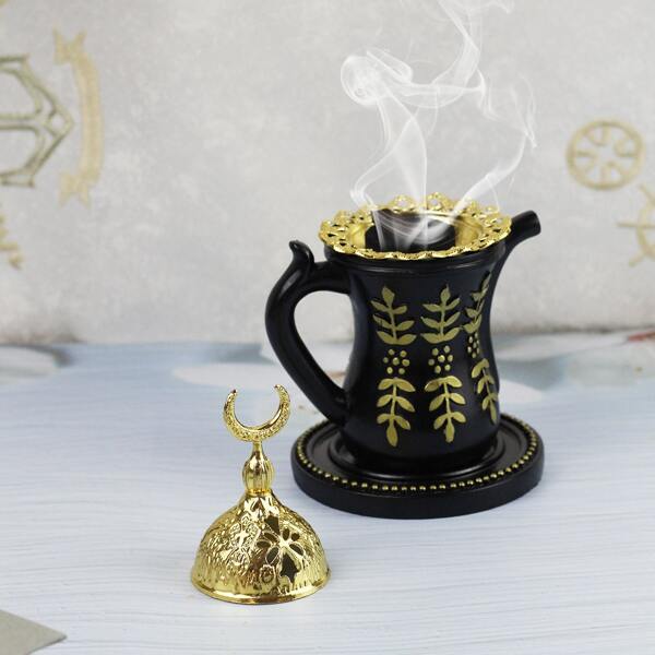 

1pc Teapot Shaped Incense Burner, Black