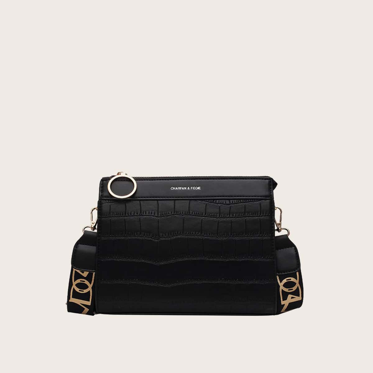 

Croc Embossed Crossbody Bag, Black