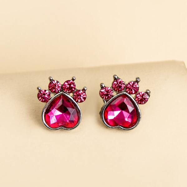 

Серьги-гвоздики со стразами, Красный