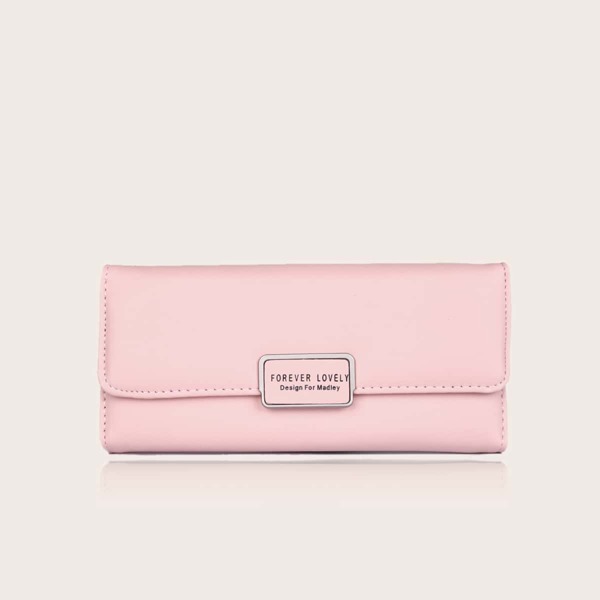 

Metal Decor Letter Graphic Purse, Pink