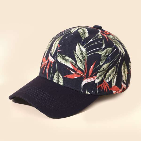 

Men Leaf Print Baseball Cap, Multicolor