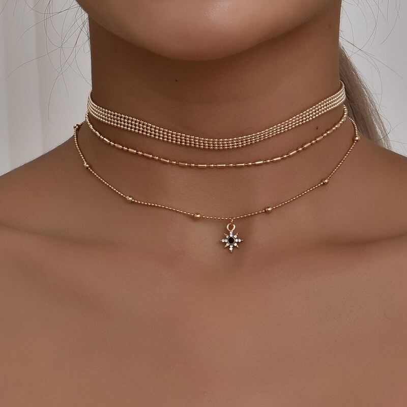 

3pcs Star Charm Necklace, Gold