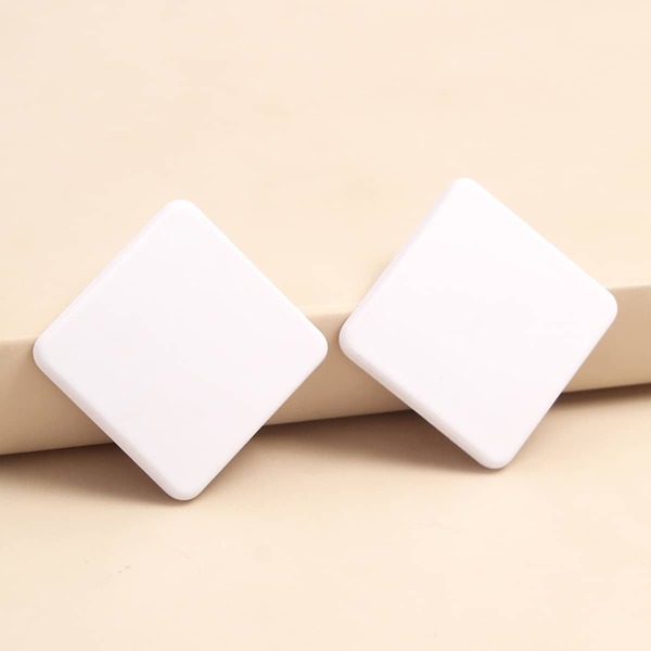 

Square Design Stud Earrings, White