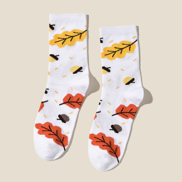 

Leaf Pattern Socks, White