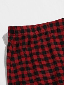 SHEIN EZwear Split Hem Gingham Skirt - Multicolor - View 4