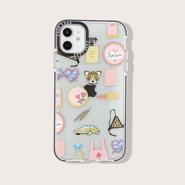 

Graphic Two Tone Frame Clear iPhone Case, Multicolor