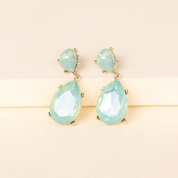 

Gemstone Decor Drop Earrings, Green