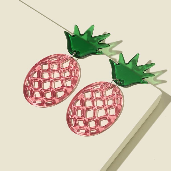 

Hollow Out Pineapple Drop Earrings, Pink