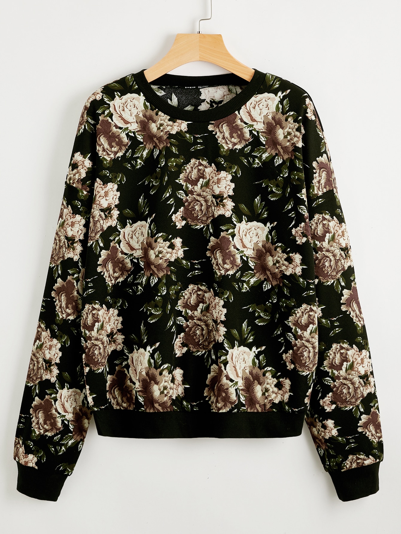 Allover Floral Print Drop Shoulder Pullover thumbnail
