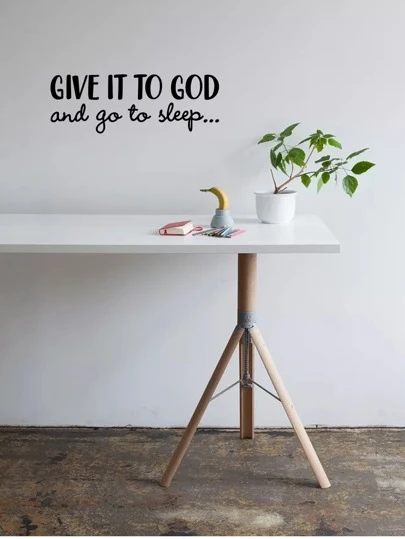 1pc Slogan Graphic Wall Sticker, Modern Black Give It To God Slogan Graphic Wall Decal For Home Decoration,Stickers,Wall Decal, Vinyl Decal For Home Decorations,Spring Decoration Items Refresh Your Home,Rama Decoration Stickers Gifts Birthday Graduation